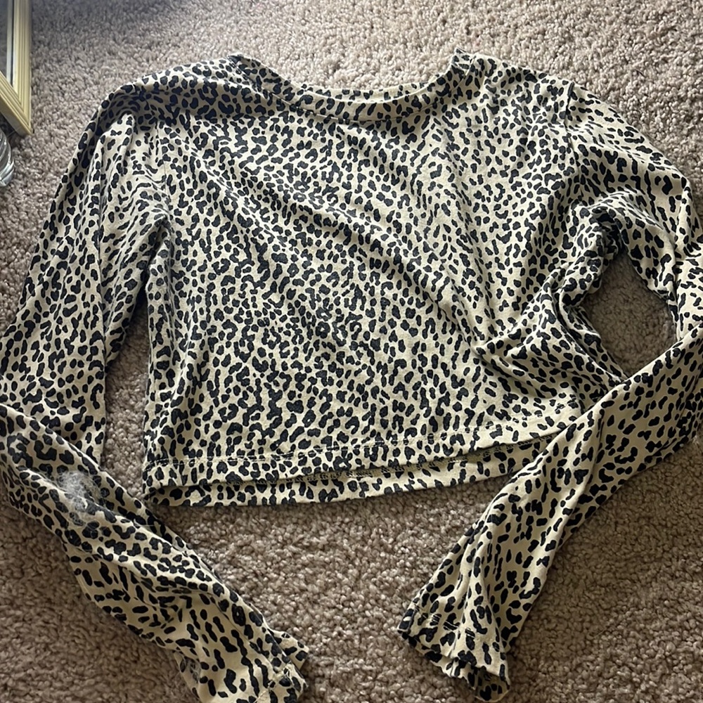 Leopard Print long sleeve crop top